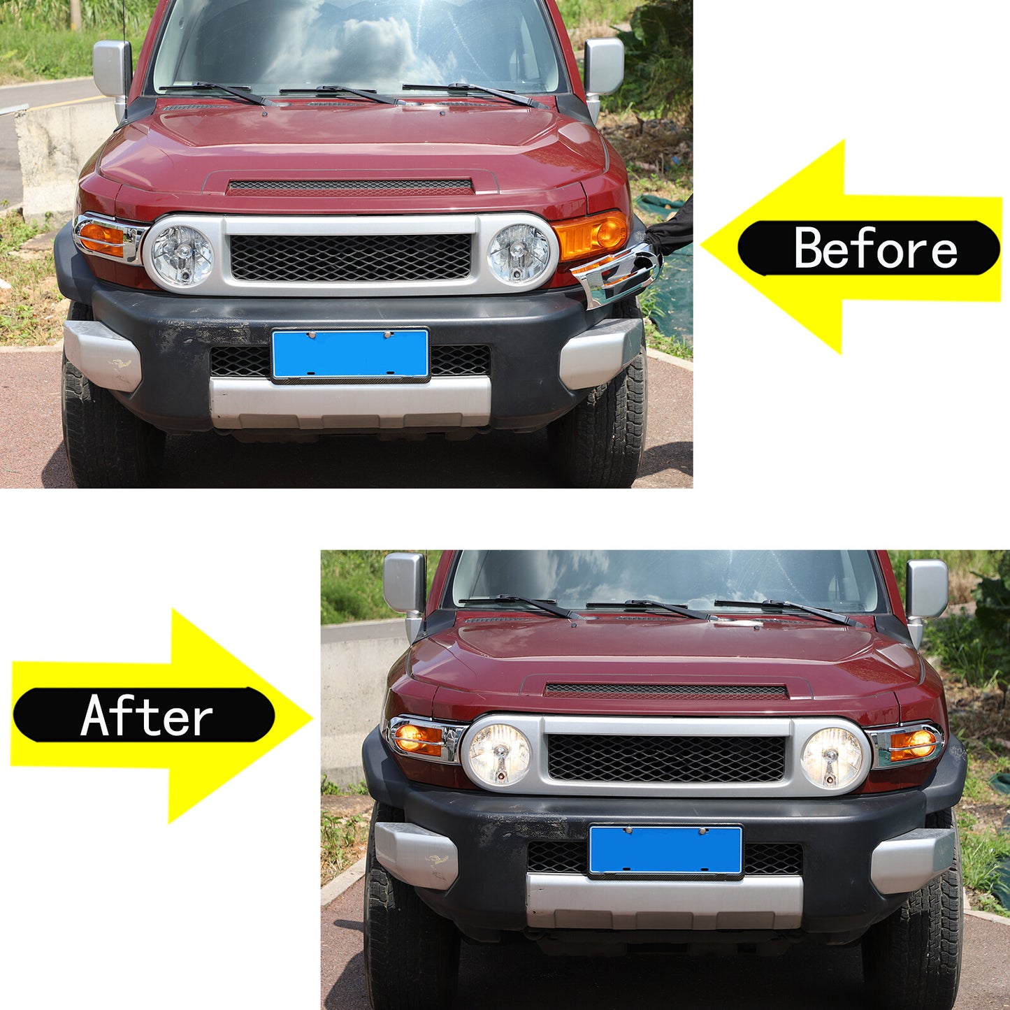 Chrome front fog light bumper light cover trim for FJ Cruiser 2007-2021 (2 pieces) n