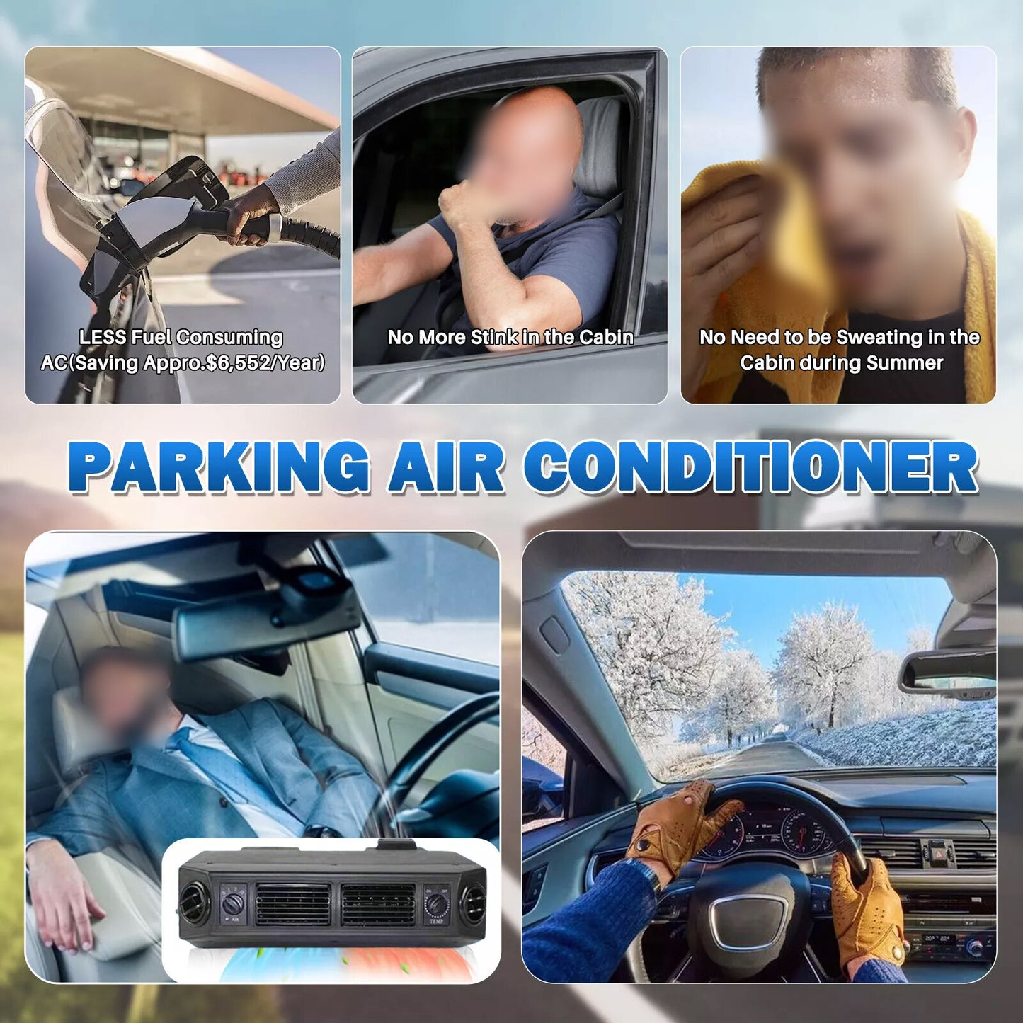 12V Cool&Heat Electric Universal Underdash Air Conditioner DC Auto Car A/C Set