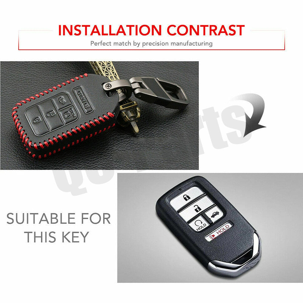 Leather Car Key Cover Case Remote Fob Holder for Honda for Civic Accord CR-V Pilot Q