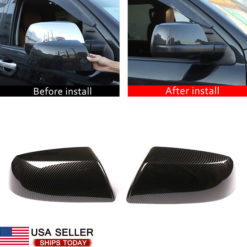 Carbon fiber side mirror cap trim for ABS, suitable for Tundra Sequoia 07-20- n