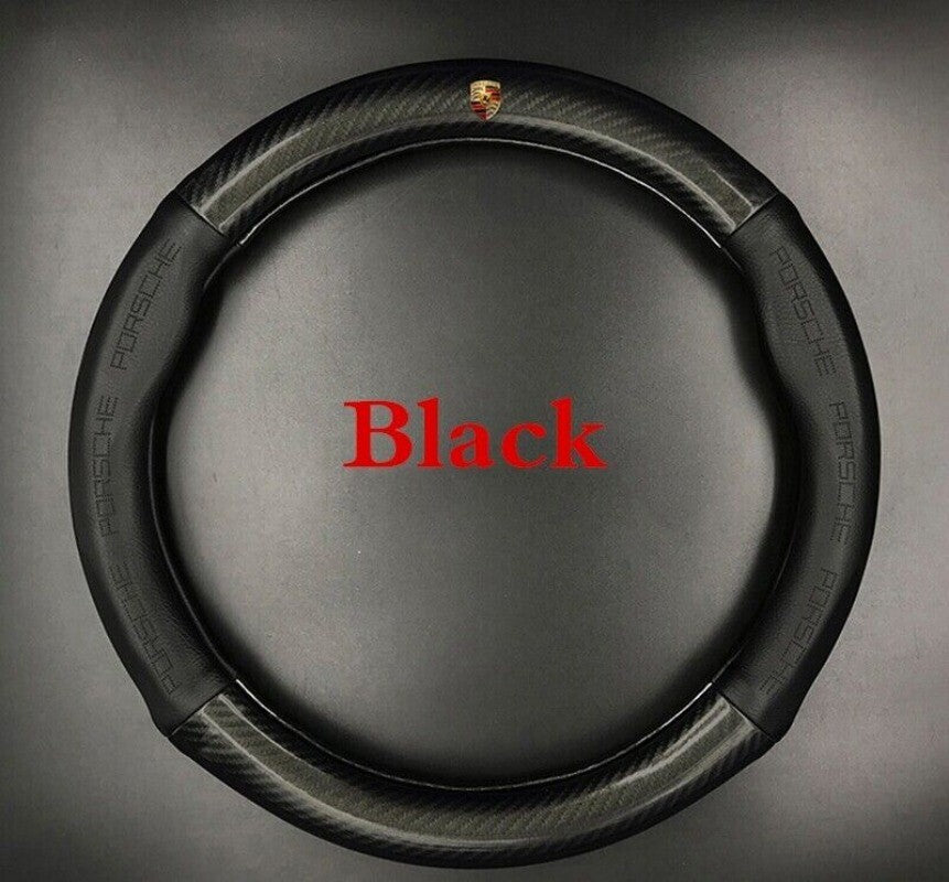 BLACK 15 Genuine Leather Car Steering Wheel New Cover for Porsche