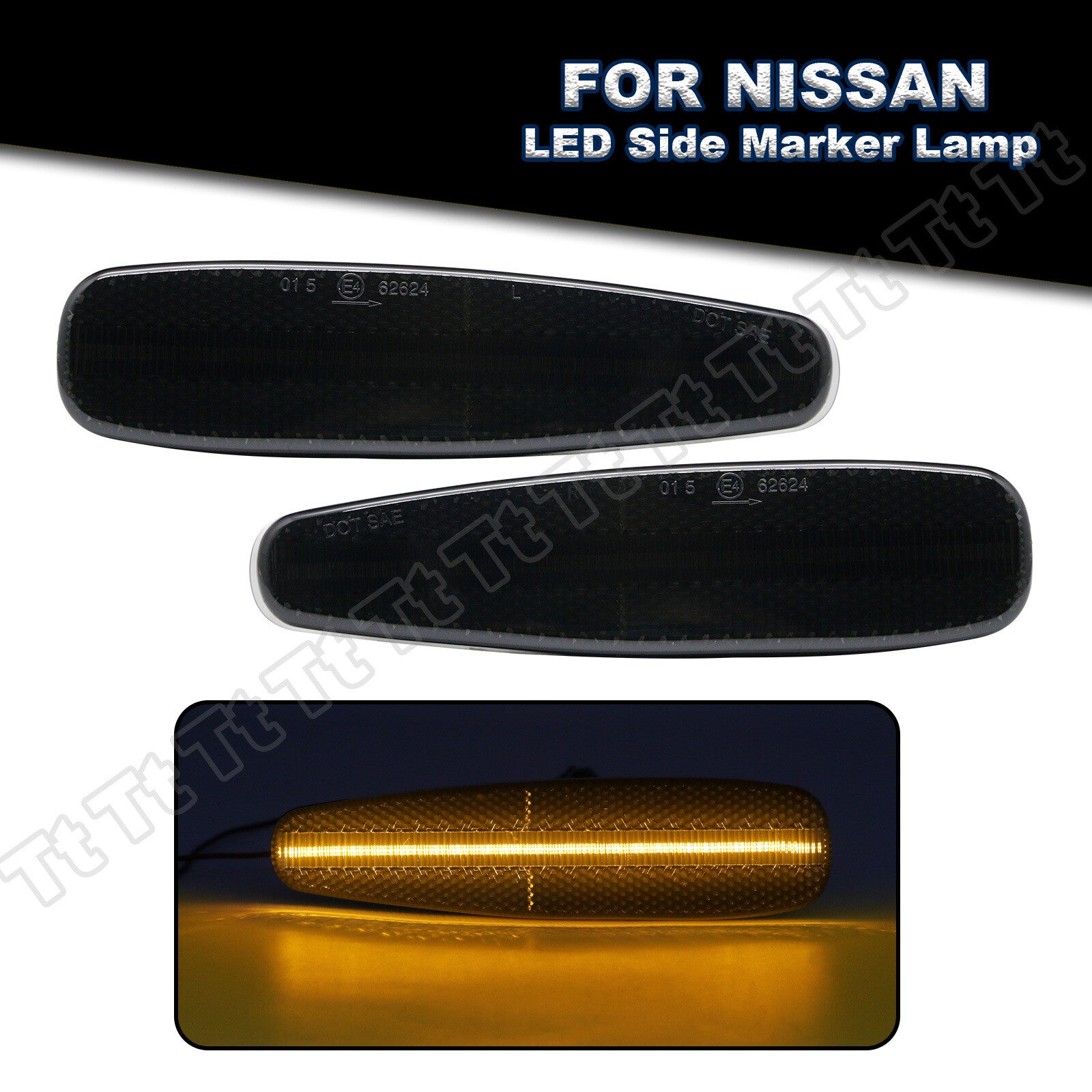 For 1995 - 1998 for 240SX S14 Silvia LED Front Fender Side Marker Lights Smoked - v