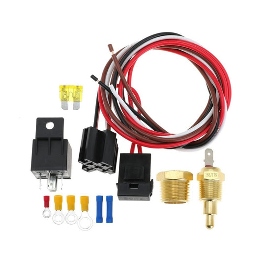 Electric Fan Wiring Kit Engine Fan Thermostat Radiator Kit 185 On 175 Off 40 AMP Q
