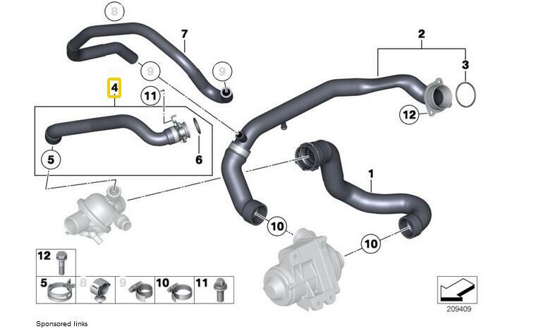 Engine Coolant Hose for F25 X3 35iX F26 X4 35iX M40iX N55 11537591889 v