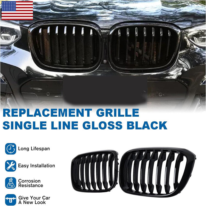 Suitable for X3 G01 X4 G02 2019-2021 Gloos black ABS front bumper kidney grille grill- v