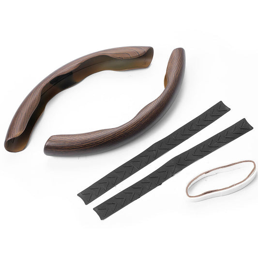 Wood Grain Look Universal Car Steering Wheel Booster Cover Non Slip Tool Set