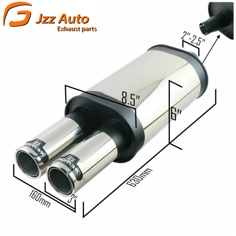 2in-2.5in Universal Exhaust Rear Muffler Exhaust Pipe BlK RM Tube Tail 3 OD