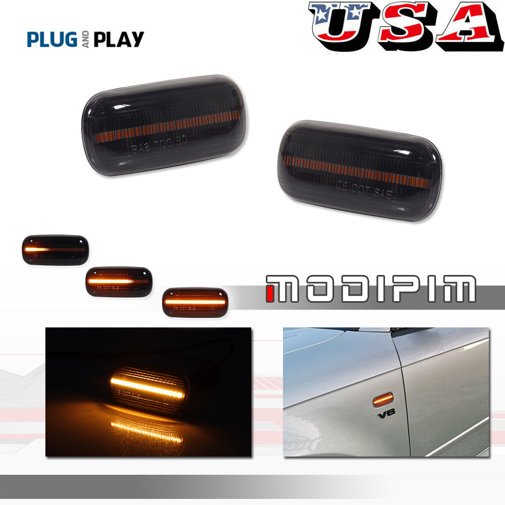 Dynamic LED side marker fender turn signal lights for for Audi A3 A4 B6 B7 A6 C5 C6- v
