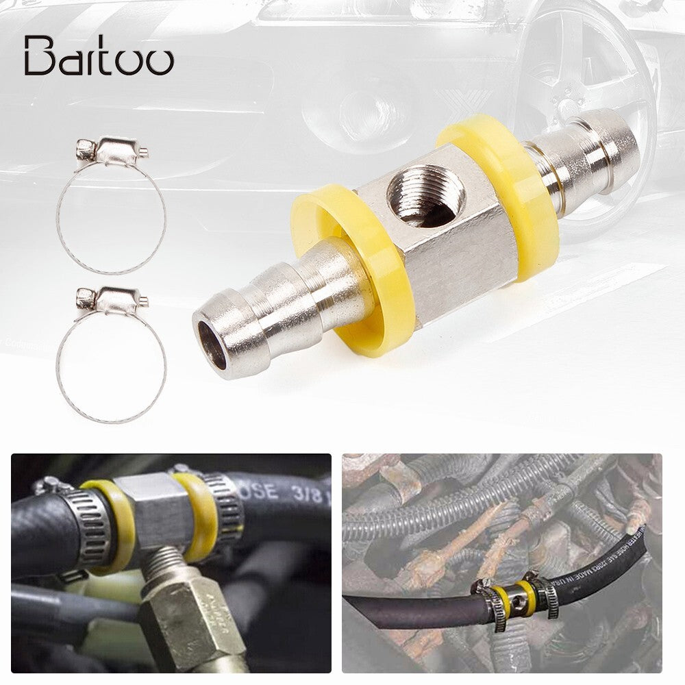 1/8-27 NPT 3/8 Fuel Line Fuel Pipe Pressure T-fitting Gauge Sensor Adapter Iron Q