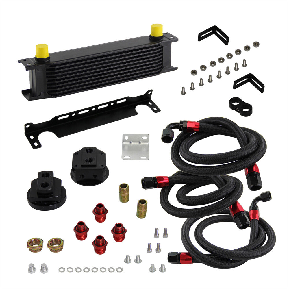 Universal 10 Row AN10 7/8-14 UNF Oil Cooler Kit Relocation Adapter Bracket Kit