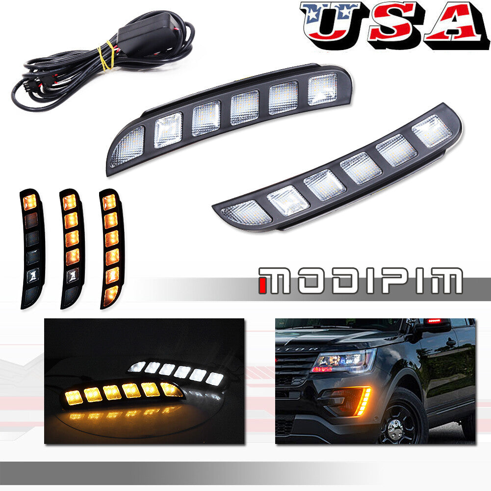 Sequential Front Bumper Switch LED DRL Signal Light for 16 - 19 for Explorer - v