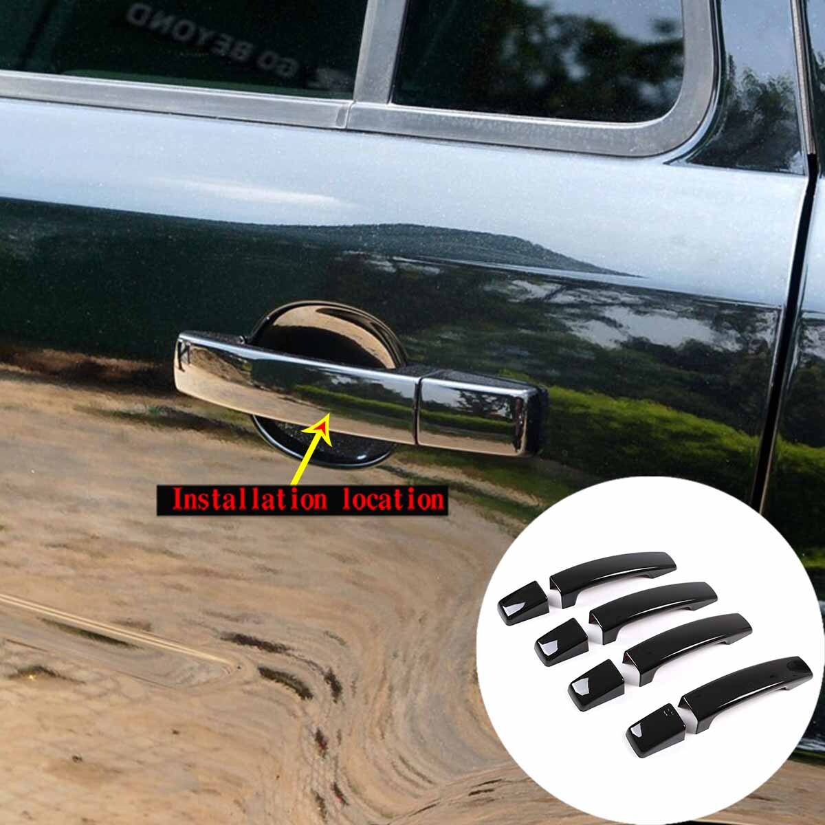Sleek black door handle cover trim for Land Rover L320 LR2 LR3 2005 06-09- n