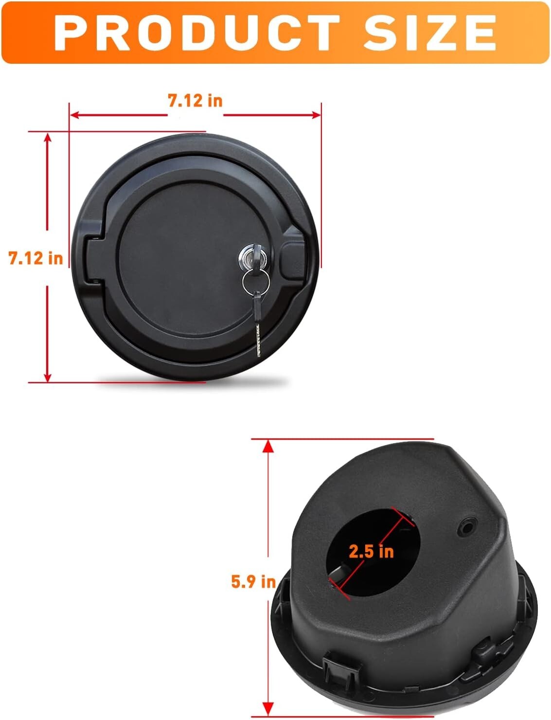 Fuel Filler Door Cover Gas Tank Cap for Jeep for Wrangler JL 2018+ Black 2/4 Door