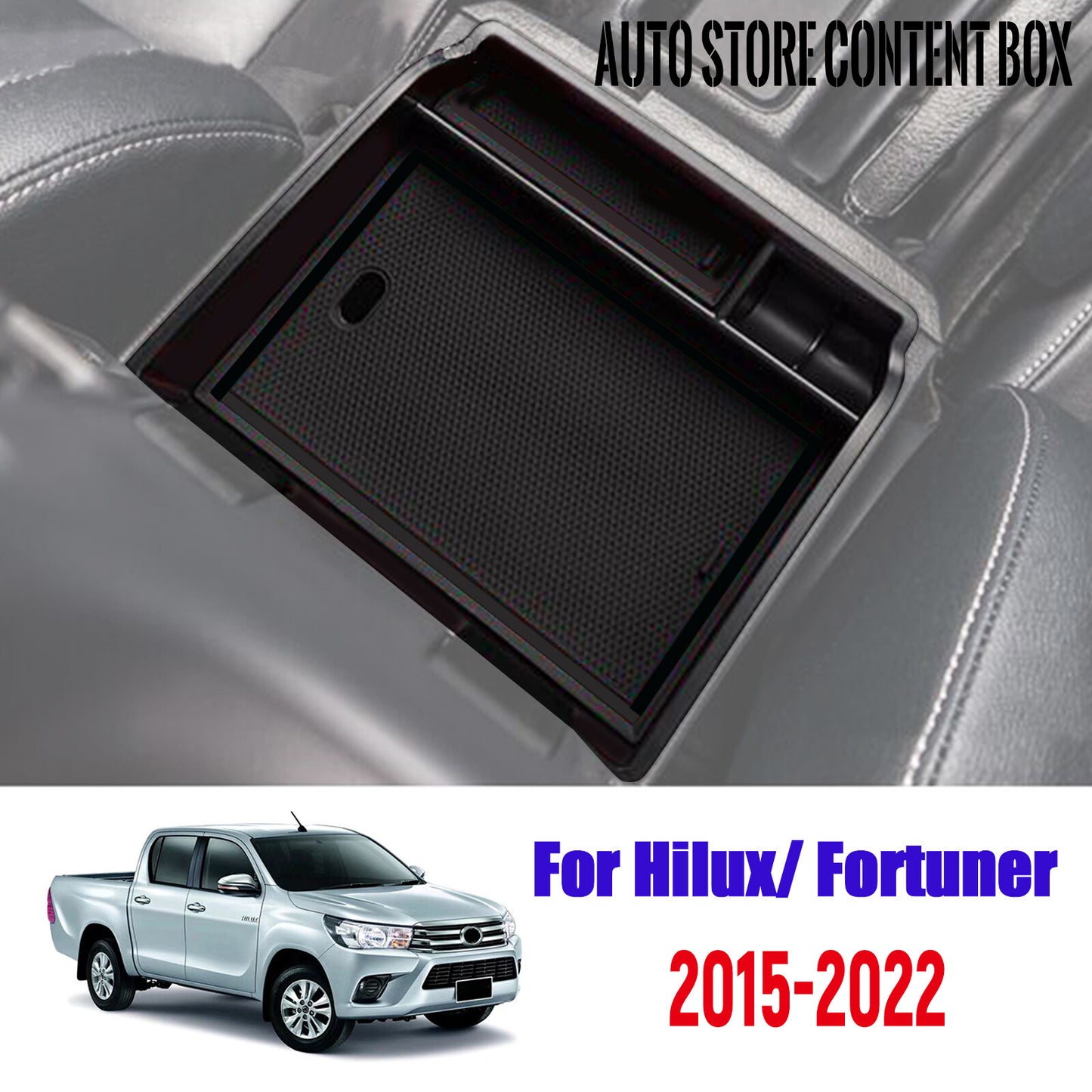 for Toyota Fortuner Hilux 2015-2024 Car Armrest Storage Box Center Console Tray Q