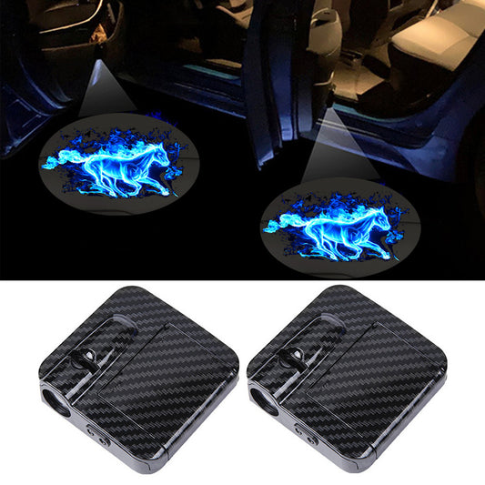 2-pack of wireless LED door light shadow projectors for Mustang and Bluehorse car lights - n