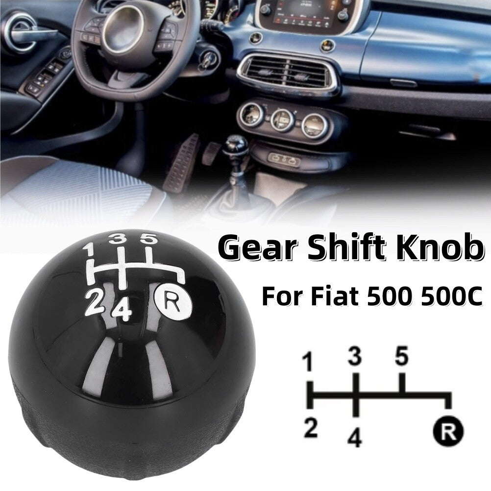 5 Speed Gear Knob for Fiat 500 500C 2007 -2018 Black Manual Shifter Q