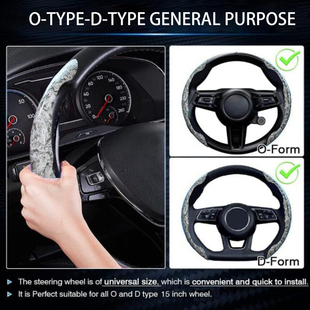 1 Pair Universal Auto Car 15inch O/D Shape Steering Wheel Cover Non Slip Gray