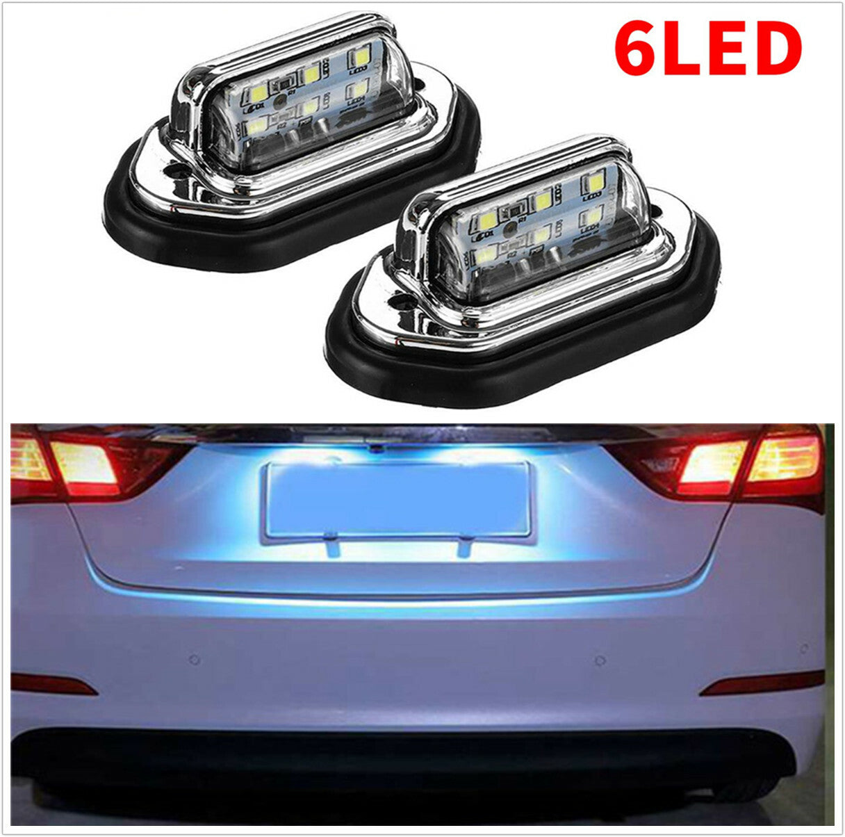 2Pcs LED License Plate Light Signal Tail Lamp Waterproof Kit For Car Accessories