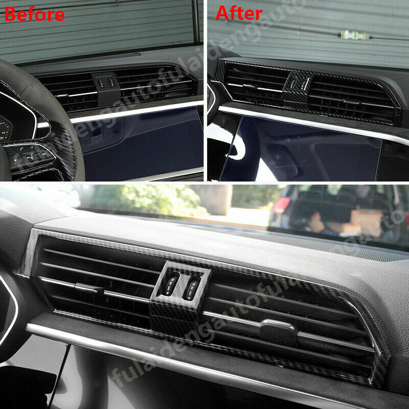 for Audi Q3 2019-2023 Carbon Fiber ABS Inner Central Outlet Air Vent Cover Trim