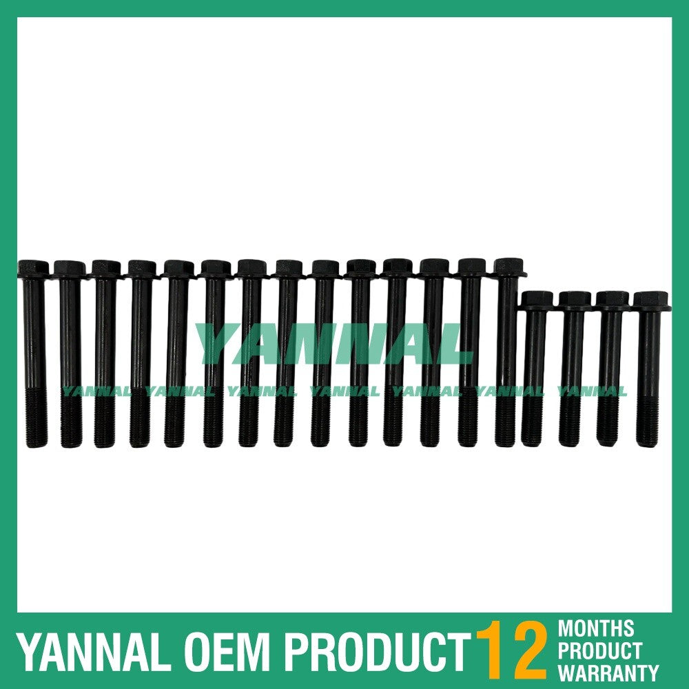 18X 111136480 111136500 Cylinder head bolts for Shibaura N844 excavator engines.