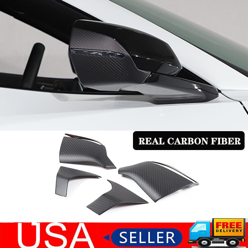 Matte carbon fiber side mirror base cover trim for Corvette C8 Z51 Z06