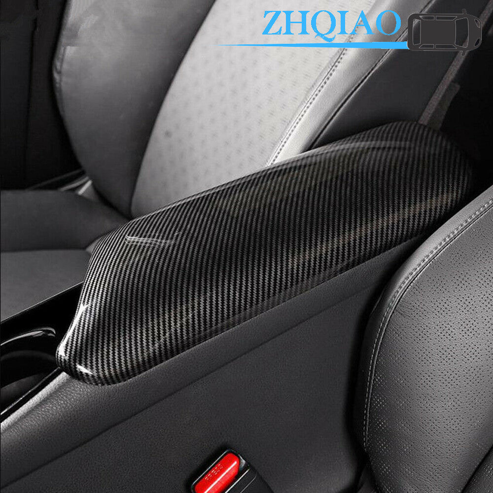Carbon Fiber Inner Armrest Box Decor Cover Trim Fits for Toyota C-HR CHR 2016-2019