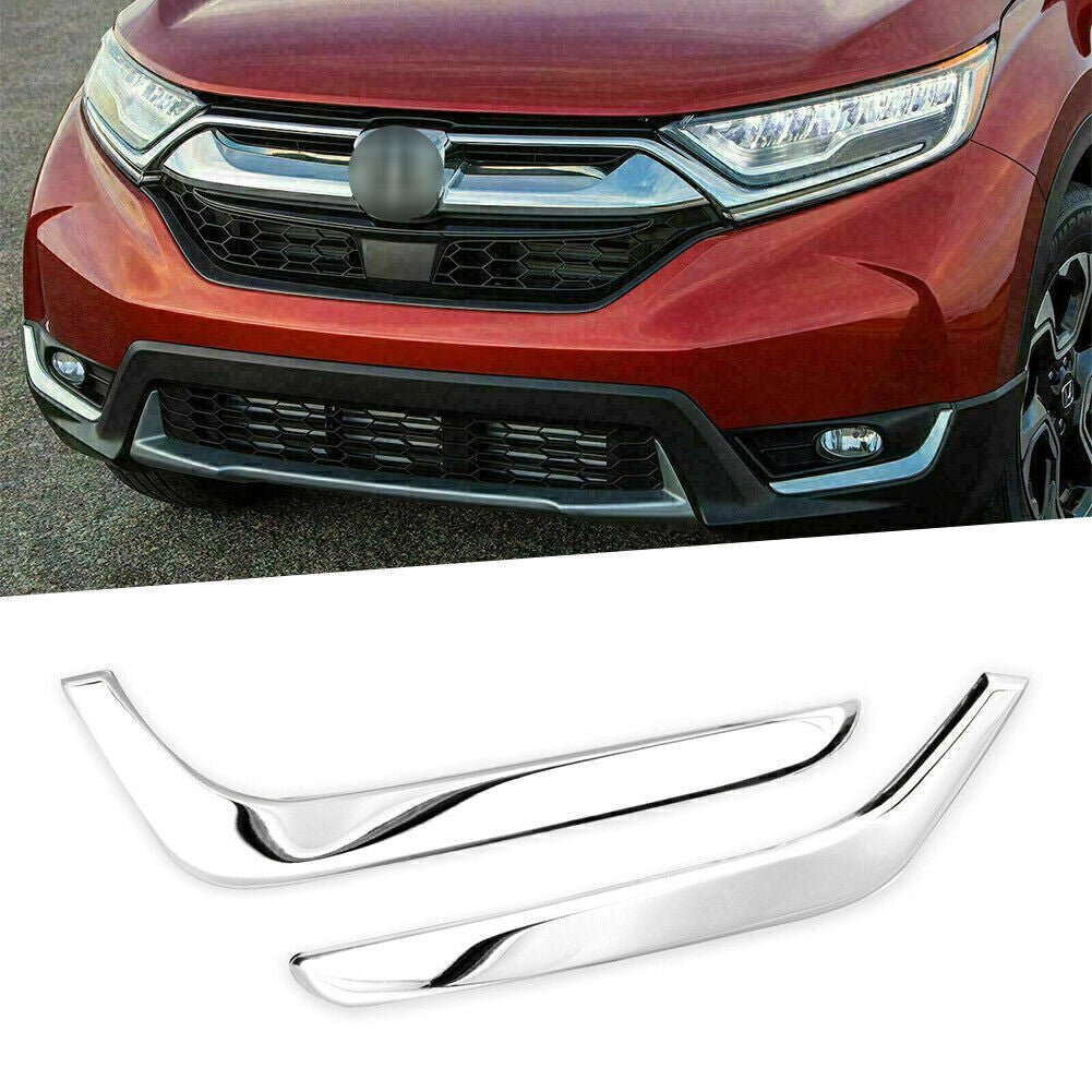 2PCS Front Fog Light Lower Cover Eyelid Trim Chrome for Honda CR-V CRV 2017-2019