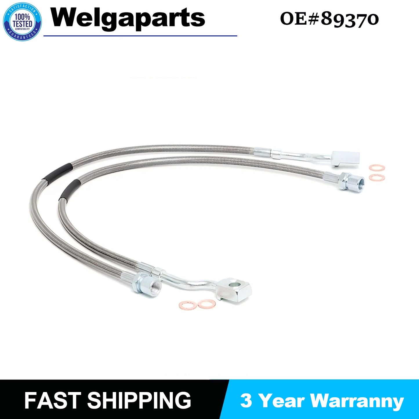 2PCS for GMC for Sierra for Yukon for Chevy Silverado Front Steel Extended Brake Lines 89370