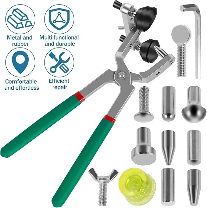 Car Edge Repair Tools, Metal Autobody Pliers with 8 Replacement Heads v