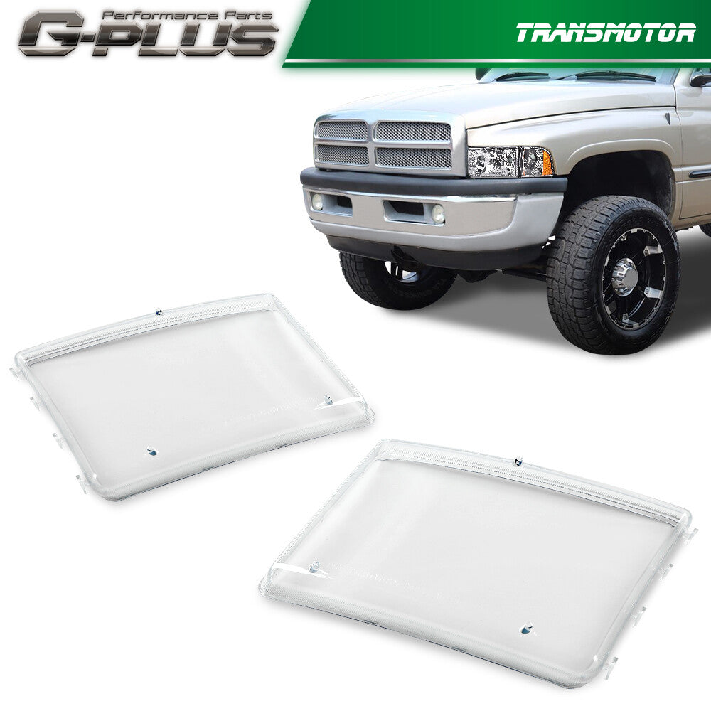 Fits 1994 - 2002 for Dodge for RAM 1500 2500 3500 Clear Headlight Replacement Lenses - v