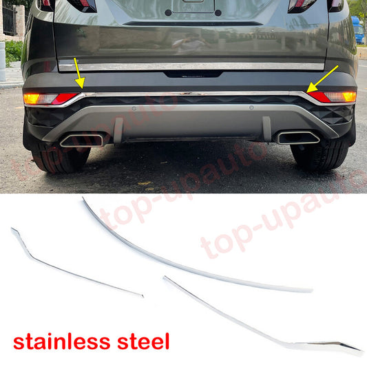 for Hyundai for Tucson 2021 2022 Stainless steel chrome rear bumper Cover trim 3PC
