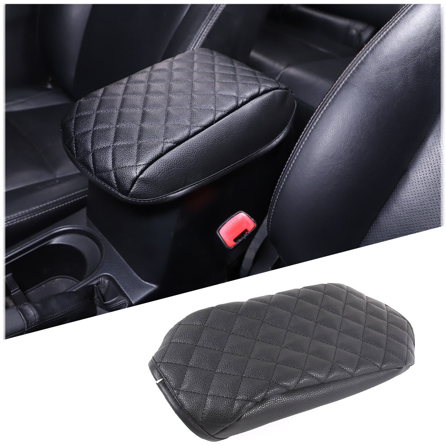 Black leather center console armrest cover trim for Subaru Forester 2013-18 n