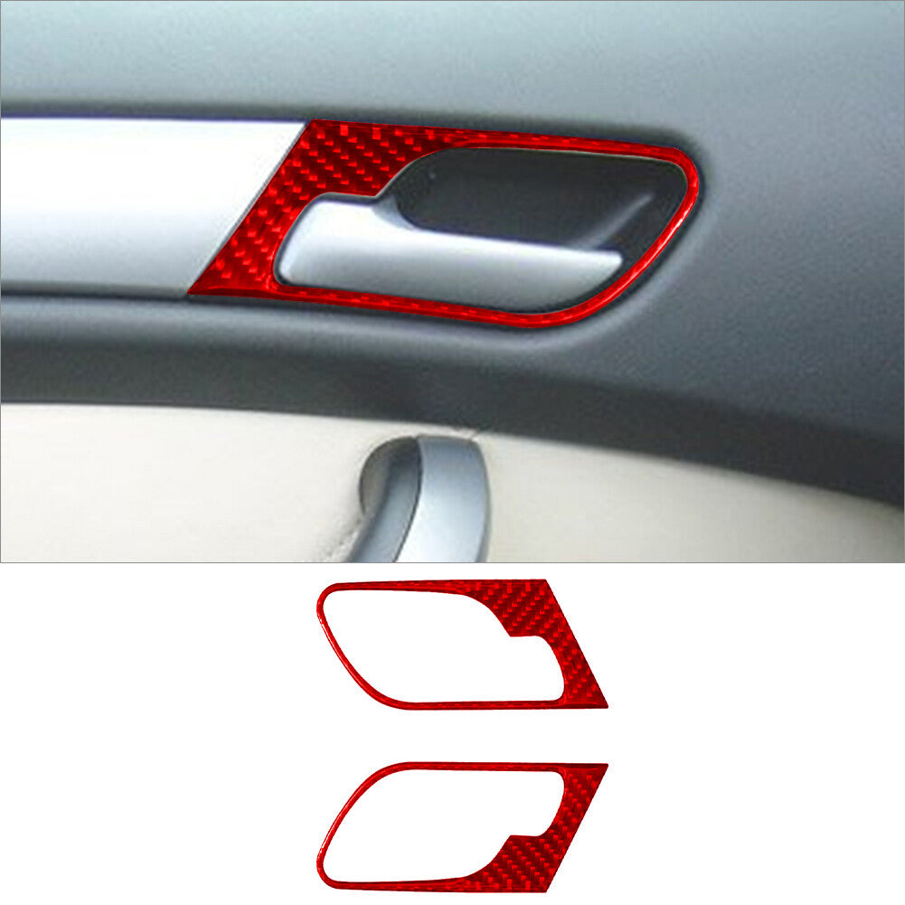 Red Carbon Fiber Interior Front Door Handle Frame Cover Trim for BMW X5 E53