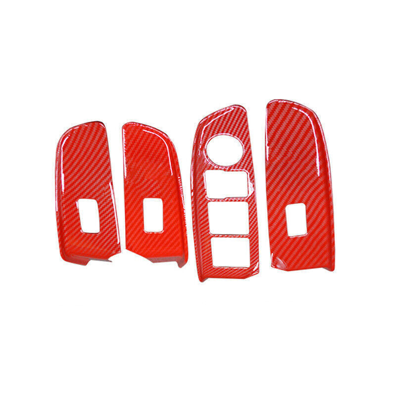 Glass Window Lifting Lock Panel Trim 4PCS for Kia K3 14-2018 Red Carbon Fiber