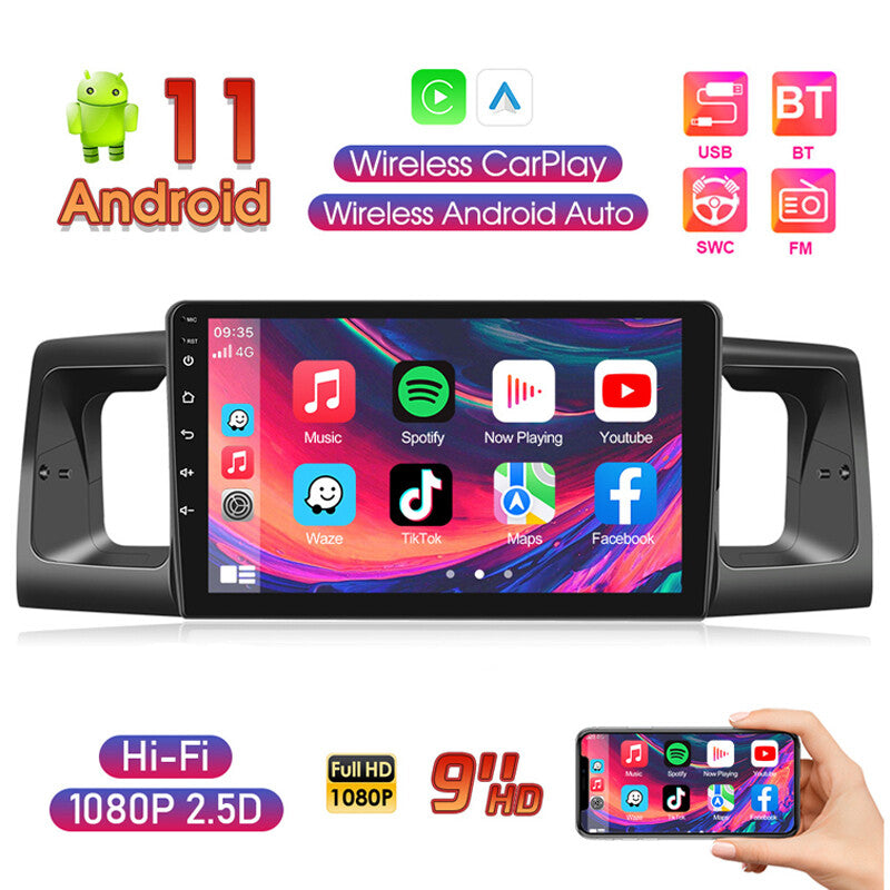 Suitable for Corolla 2007-2012, 9-inch Android 11 CarPlay, Car Stereo, GPS, Radio, Wi-Fi. n