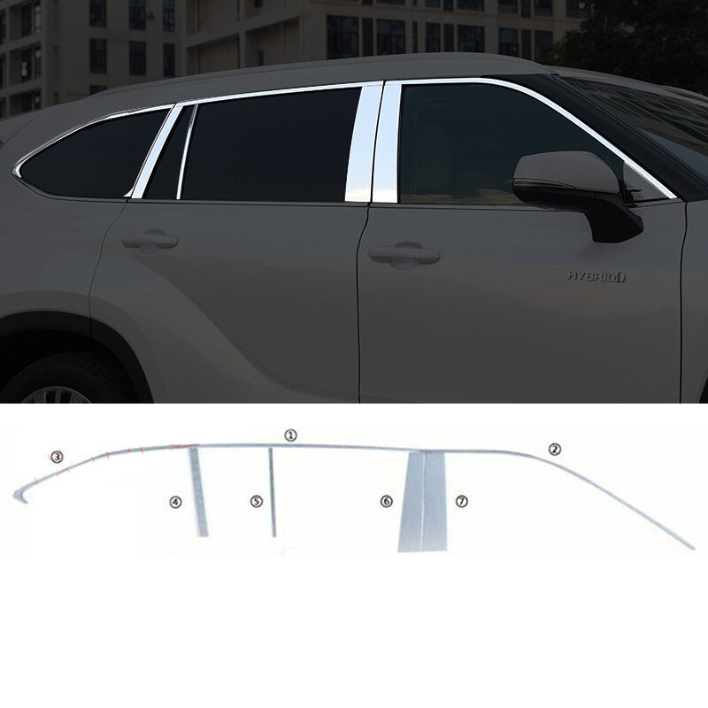 Chrome Steel Windows Sill Molding Strip Trim NEW for Toyota Highlander 2020-2023