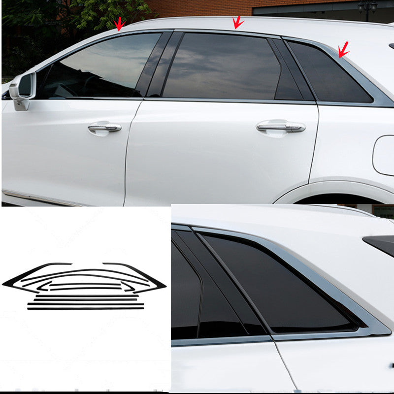 for Cadillac XT5 2017-2023 Black Steel Full Window Molding Frame Strip Trim 12x