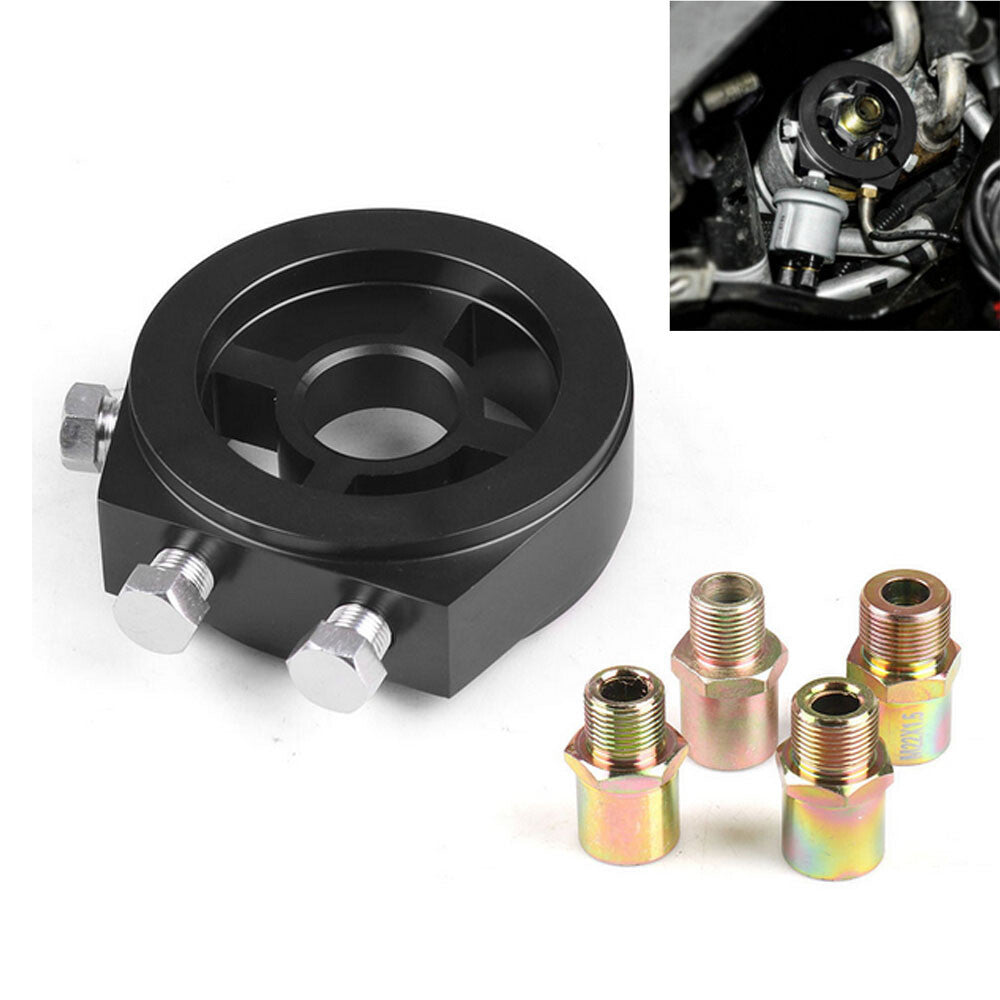 Car Oil Filter Temp Pressure Cooler Gauge Sandwich Plate Adapter Sensor Black Q