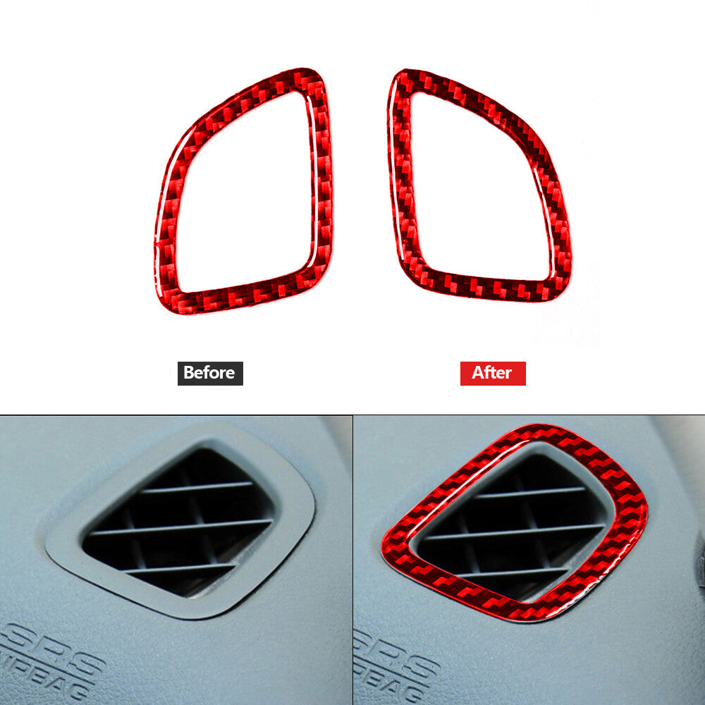 Red Carbon Fiber Side Demist Air Vent Outlet Cover for Subaru Forester 2005-2008
