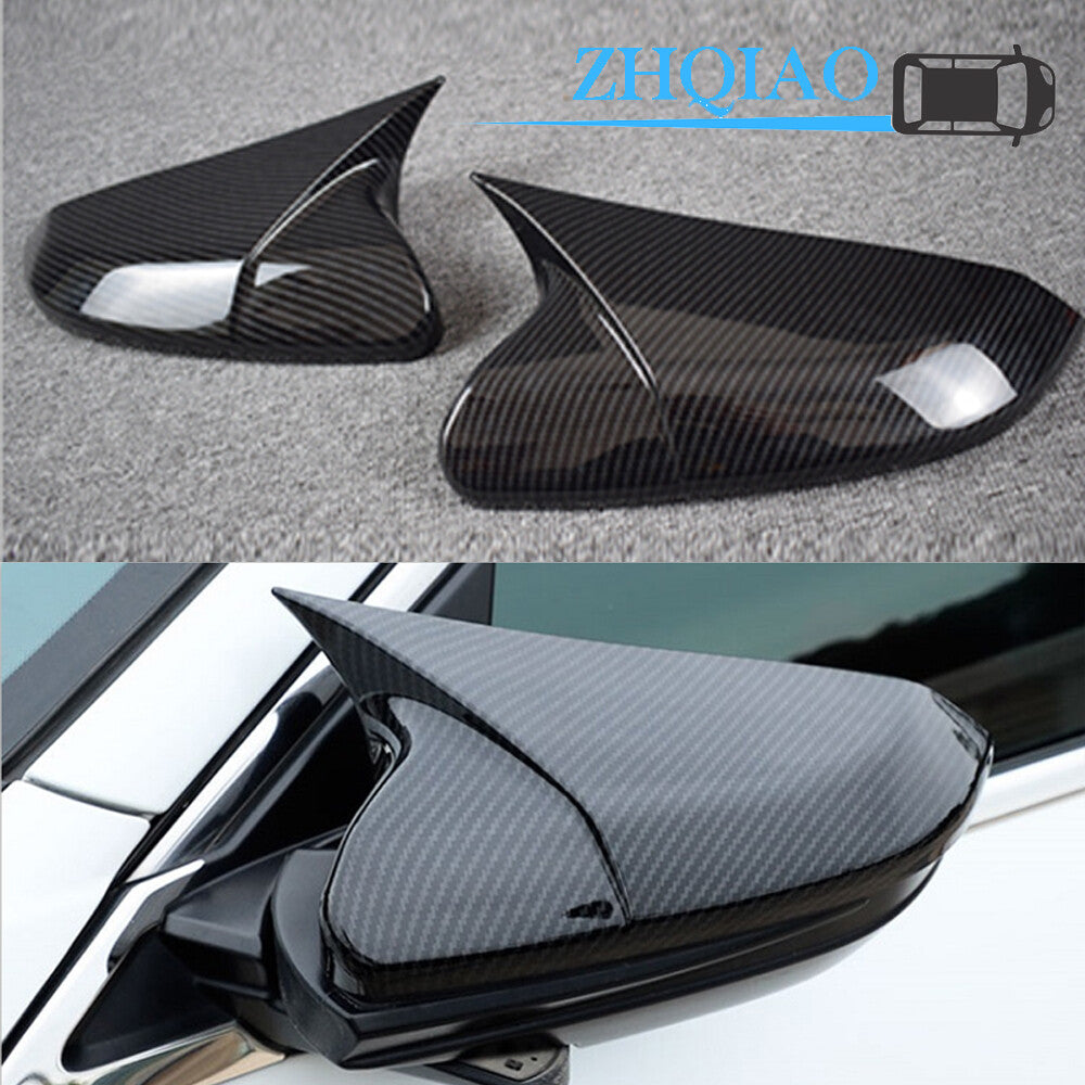 Carbon Fiber Style Horn Rearview Mirror Cover Trim Fit for Honda for Civic 2016-2020