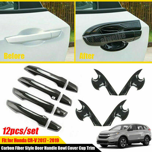 for Honda CRV CR-V 2017-2021 Carbon Fiber Exterior Door Handle Bowl Cover Trim