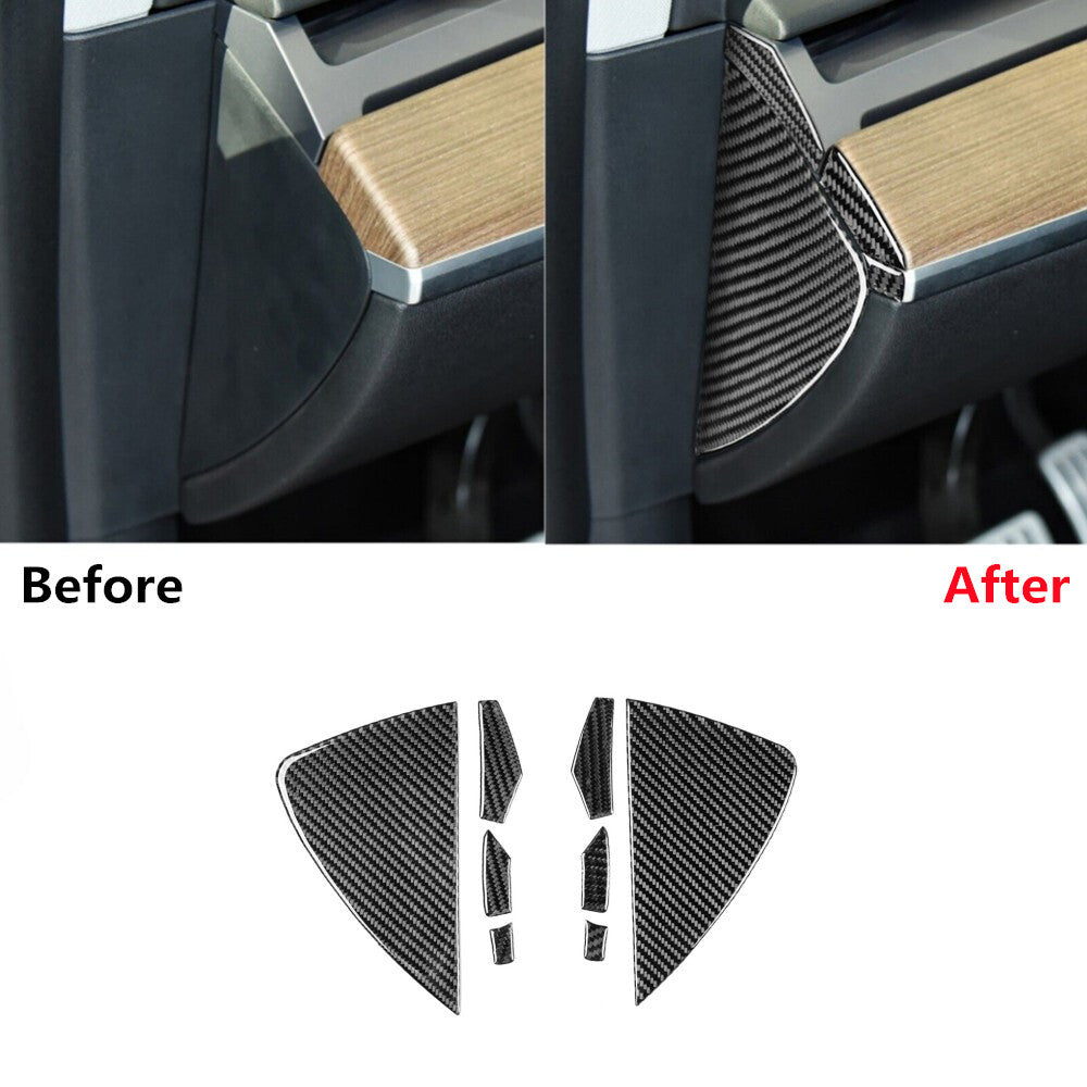 Red Carbon Fiber Both Side Dashboard Front Slot Decal For Model 3/Y 17-22 v