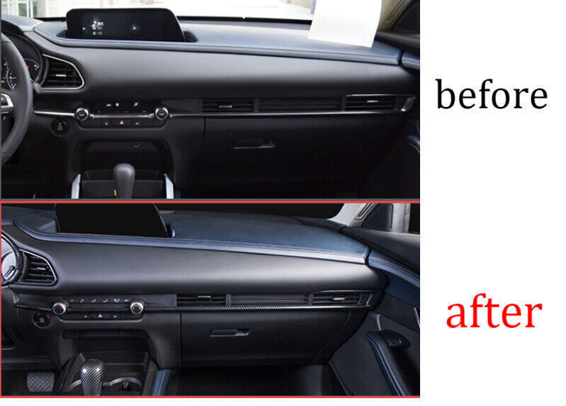 4P for Mazda CX-30 2020-24 ABS Carbon Fiber Central Console Dashboard Strip Trim