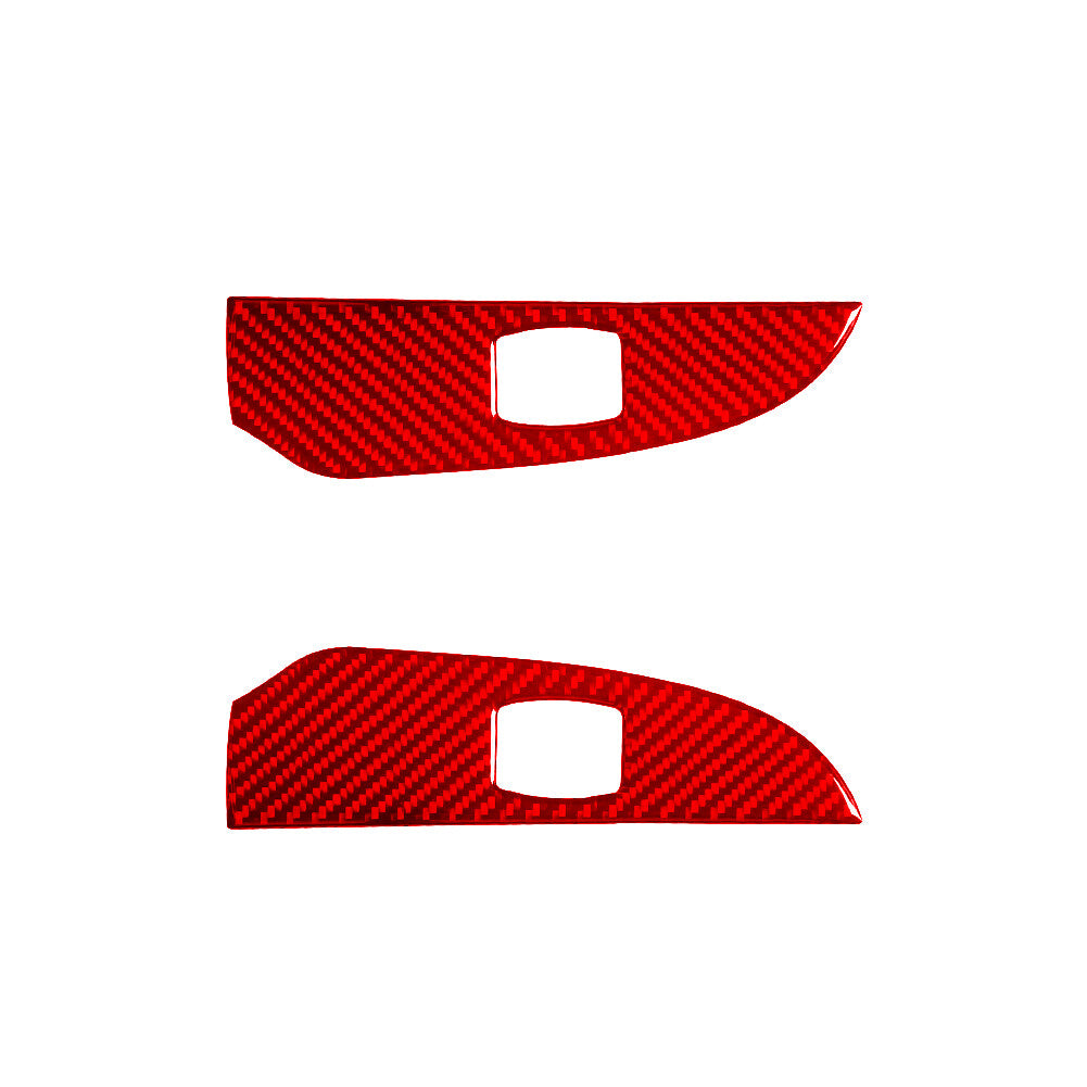 Red Carbon Fiber Window Switch Lift Panel Cover Trim For 5 E60 Type B v