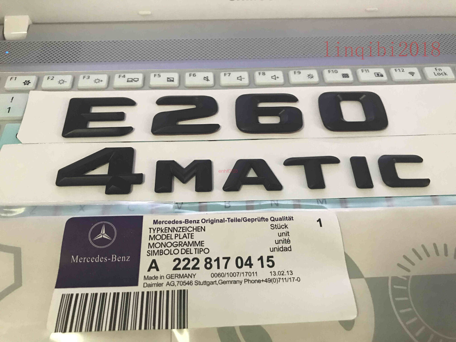 Matt black E260 + 4 MATIC Letters Trunk Emblem Badge Sticker NEW