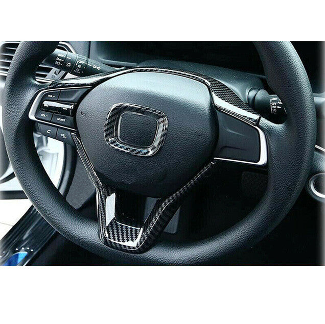 for Honda Accord 2018-2021 3PCS Carbon Fiber Interior Steering Wheel Cover Trim