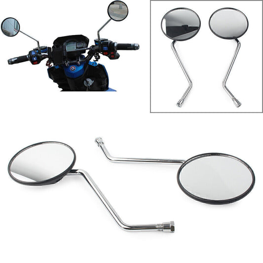 2pcs Motorcycle Rear View Rearview Side Round Mirrors Universal 10mm Fit for Yamaha Q