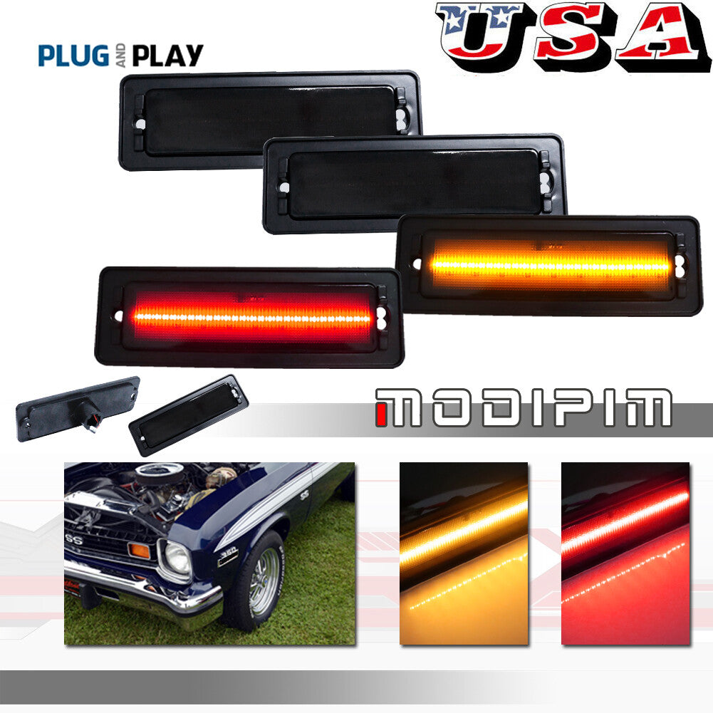 Smoked Lens Bumper Side Marker Lights for 1970 1971 1973 1974 for Nova- v