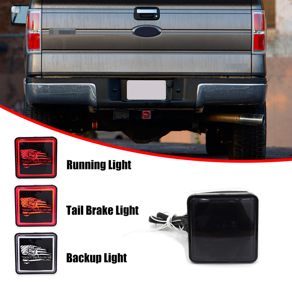 1 Pack White and Red LED Brake Light Trailer Hitch for 2 Inch Tow and Hitch Receiver - v