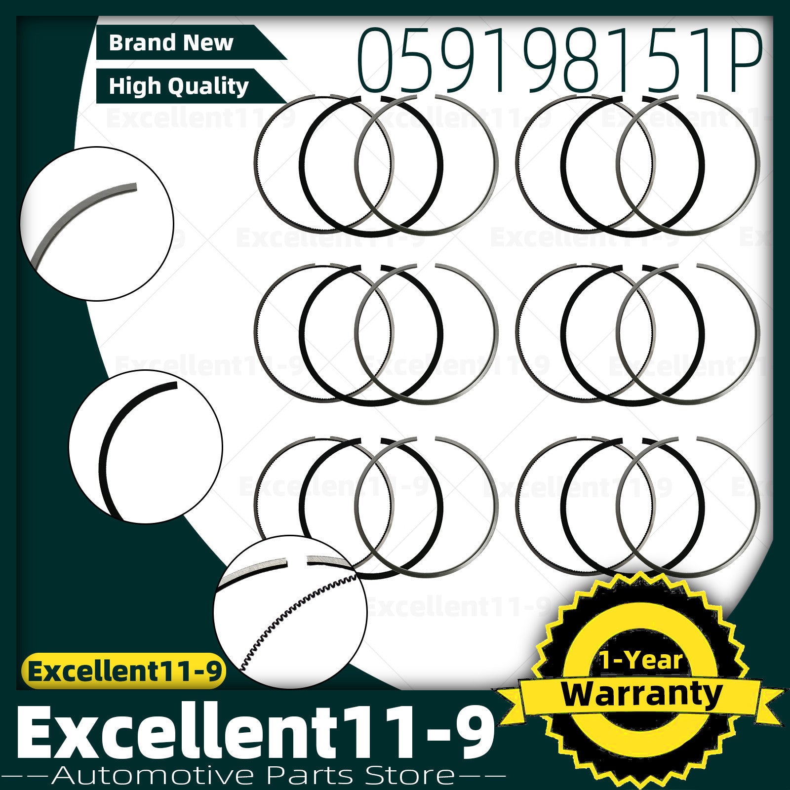 6-piece piston ring set, Φ83.01 mm, #059198151P, suitable for Audi A5 Q5 and Diesel 3.0T. n